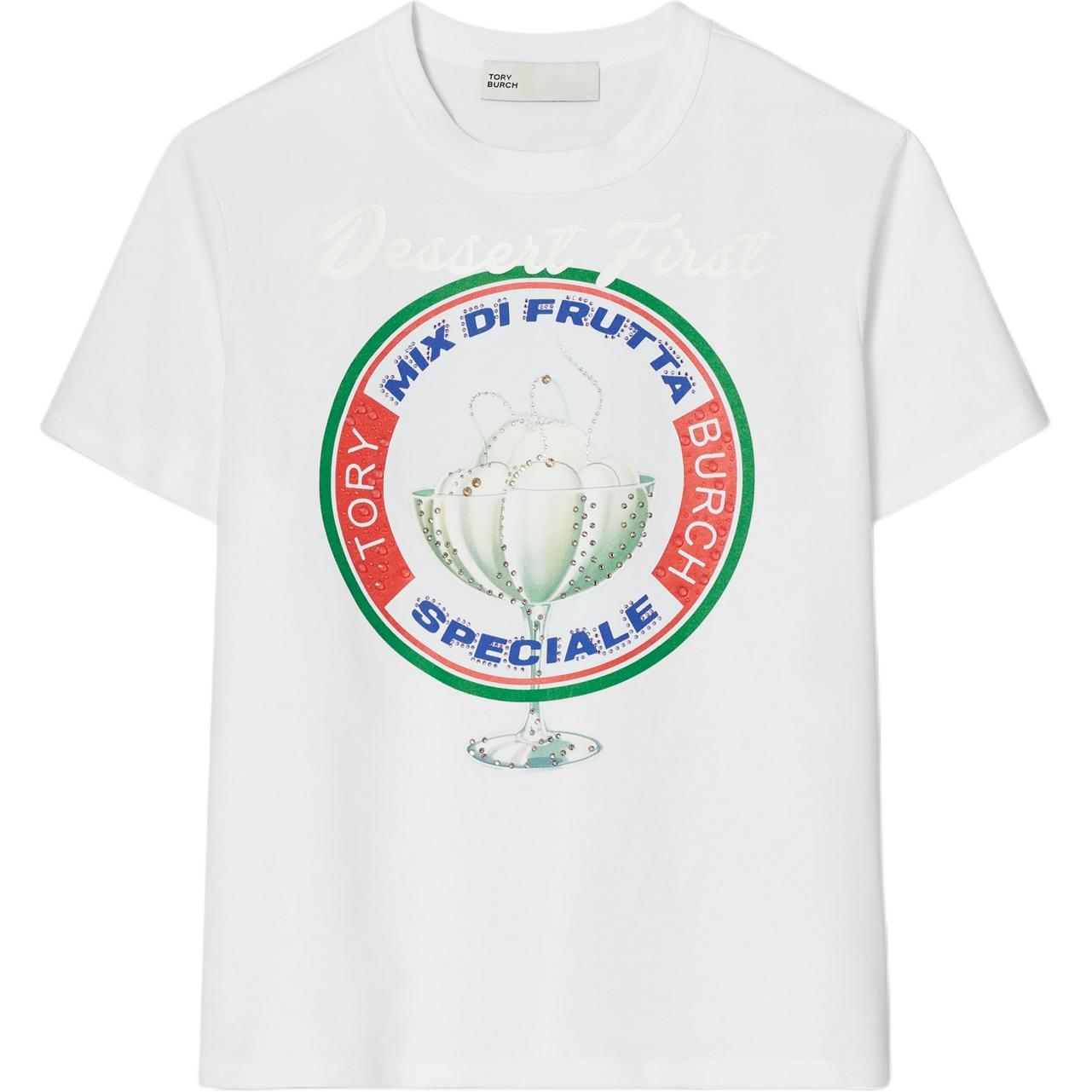 

Футболка женская белая Tory Burch с принтом "мороженое пломбир"