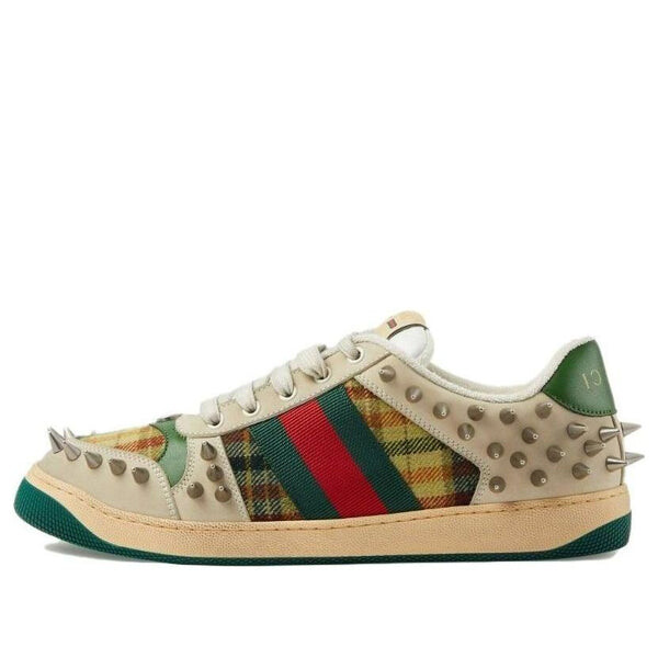 

Кроссовки screener gg leather sneakers 'beige metallic silver green' Gucci, бежевый