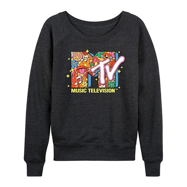

Женская футболка с длинным рукавом MTV Logo Retro Collage French Terry Licensed Character, Heather Charcoal