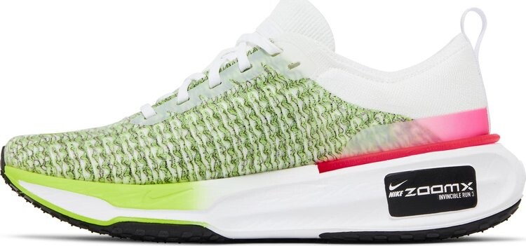Кроссовки ZoomX Invincible Run Flyknit 3 'White Volt Hyper Pink', белый — фото 3