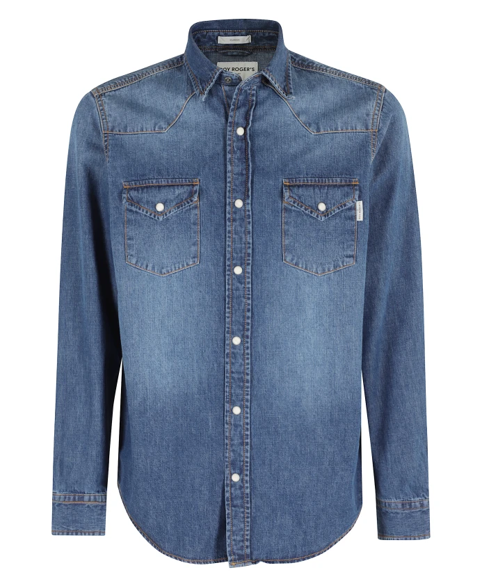 

Джинсовая рубашка Martin, классический воротник, карманы. Roy Roger'S, синий