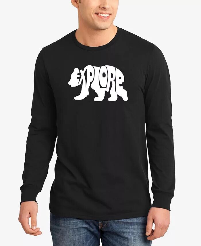 

Explore — мужская футболка с длинным рукавом Word Art LA Pop Art, черный