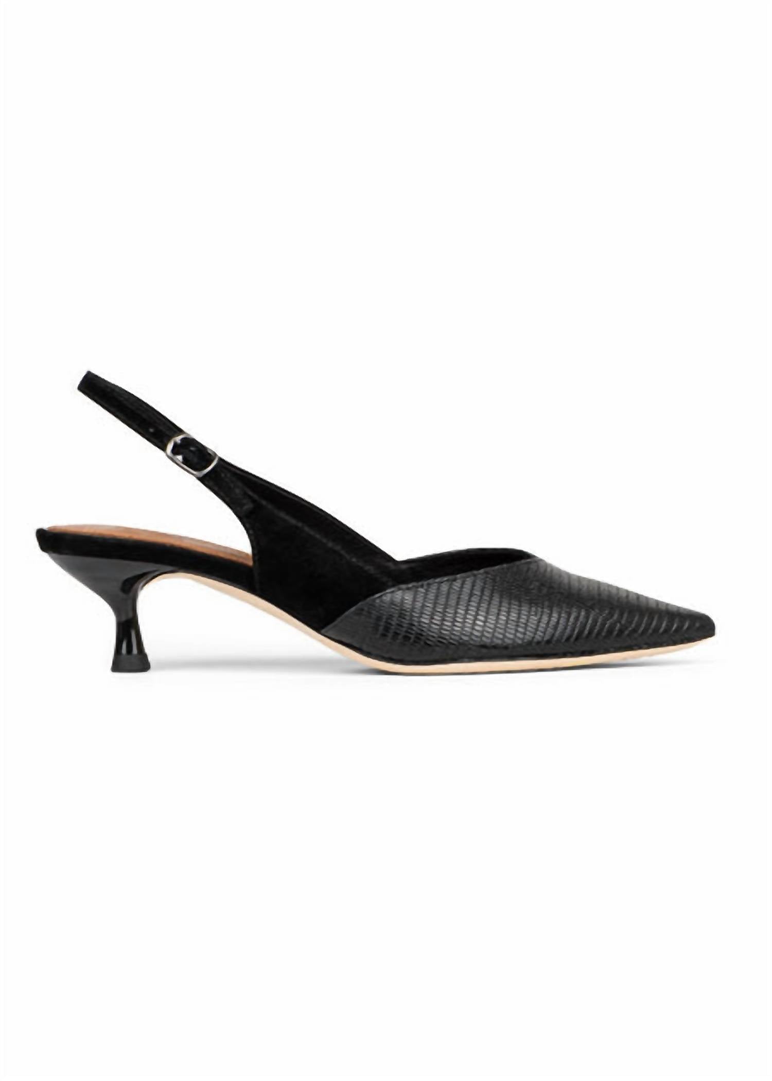 Женские туфли Sodashi Slingback Heel с черным принтом ящерицы Donald Pliner — фото 3