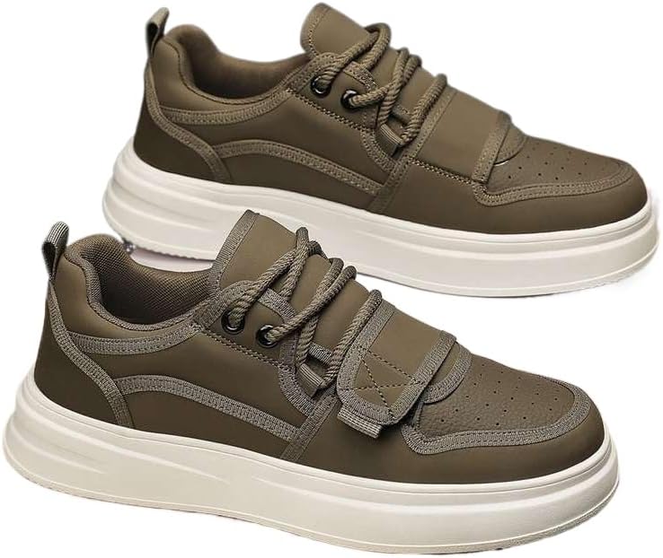 

Мужские повседневные кроссовки с дышащей толстой подошвой, удобной, легкой и мягкой подошвой, с шнуровкой, однотонные Hoalox, хаки