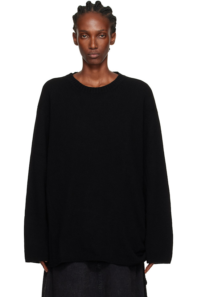 

Свитер с круглым вырезом и завязками Yohji Yamamoto, черный