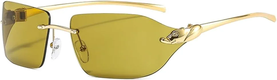 

Солнцезащитные очки без оправы с небольшим леопардовым принтом для женщин и мужчин, градиентные солнцезащитные очки из сплава UV400, M1506 Generic, M-1514