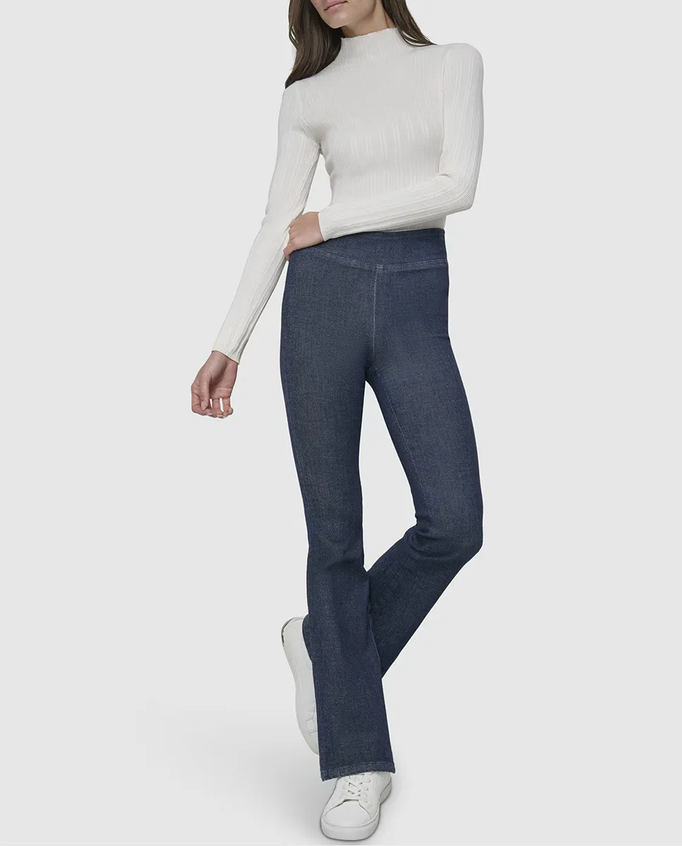 

Женские джинсы с высокой талией и расклешенными штанинами Dkny Jeans, индиго