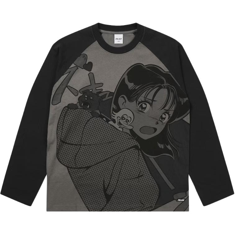 

Футболка с длинными рукавами реглан, FW25, вид сзади, унисекс Palace, черный/monochrome