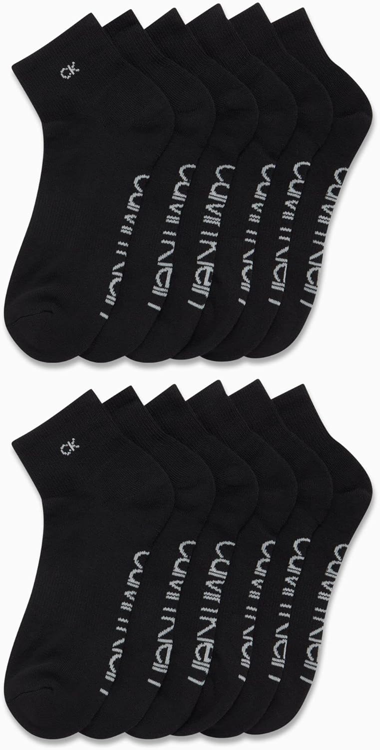 Мужские носки Calvin Klein Quarter Socks - 12 пар дышащих, мягких, амортизированных, спортивных носков до щиколотки для мужчин, True Black — фото 2