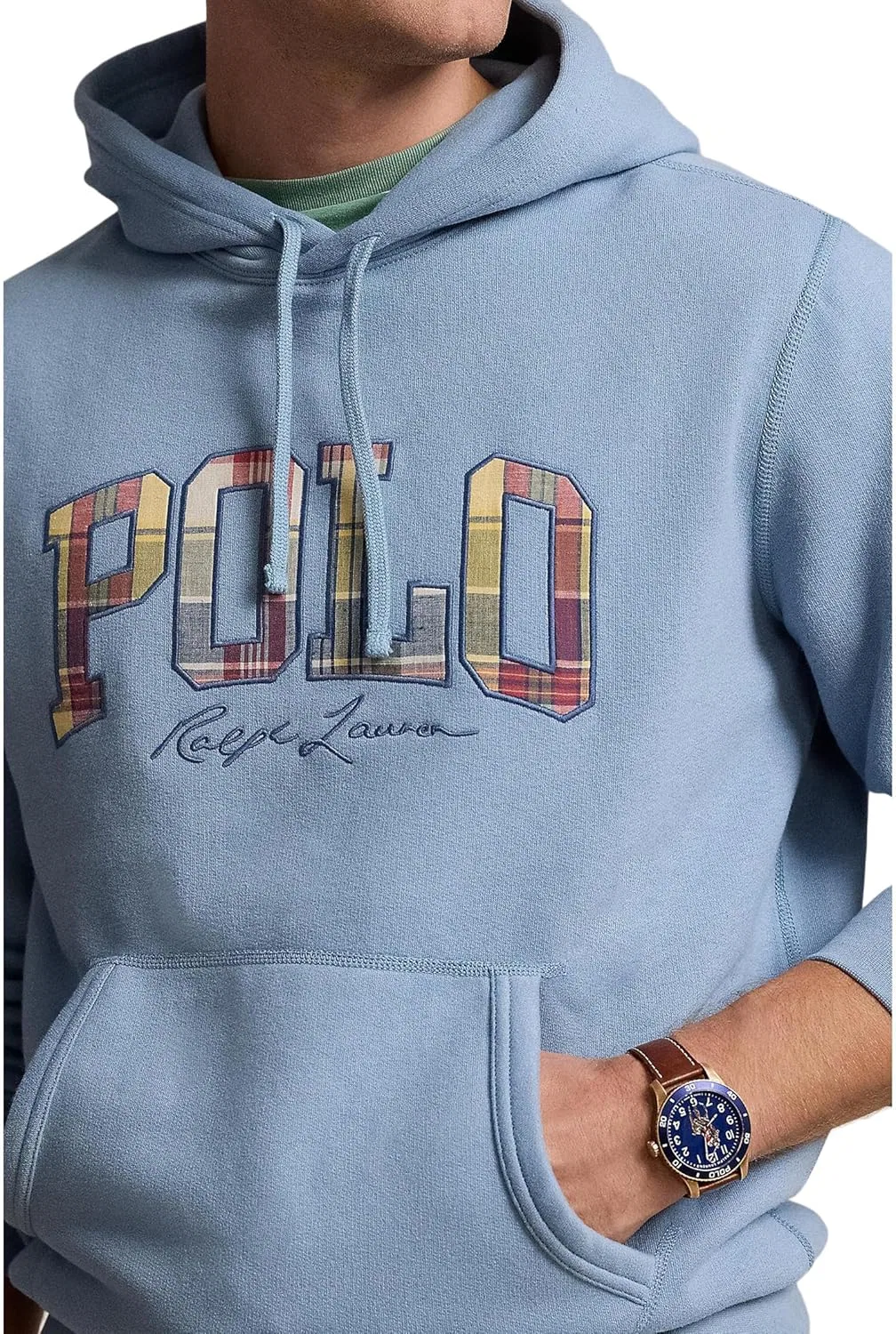 Худи Polo Ralph Lauren The RL Fleece Plaid-Logo, Vessel Blue — фото 3
