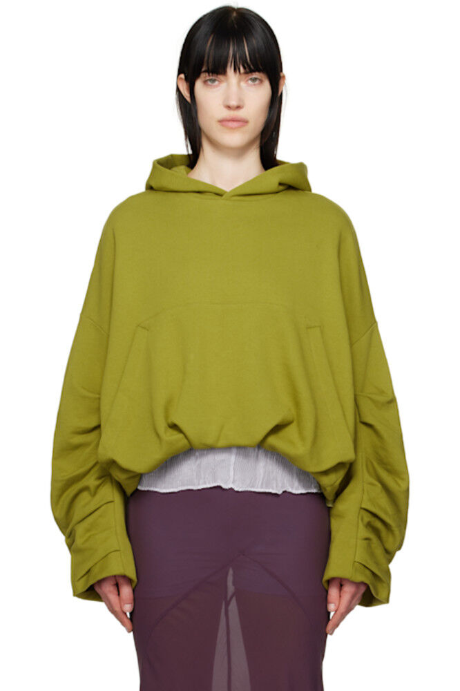 

Зеленая драпированная толстовка с капюшоном Dries Van Noten