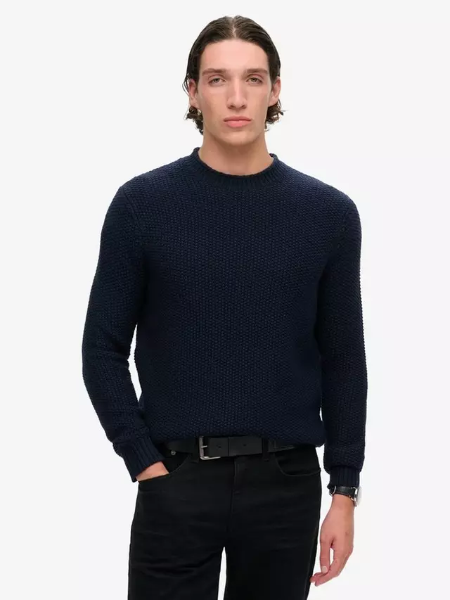 

Джемпер Superdry Merchant Textured Wool Blend Crew, темно-синий