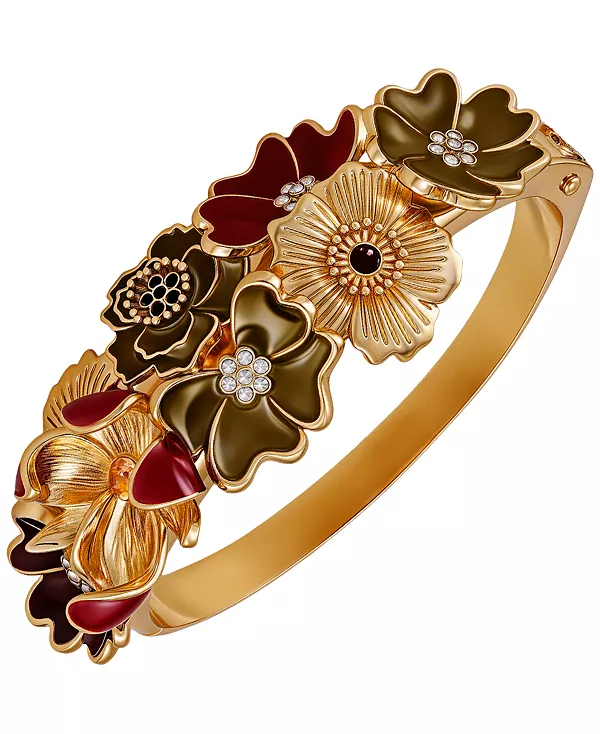 

Браслет-Браслет с эмалированными кристаллами золотистого оттенка с цветочным рисунком Guess, gold