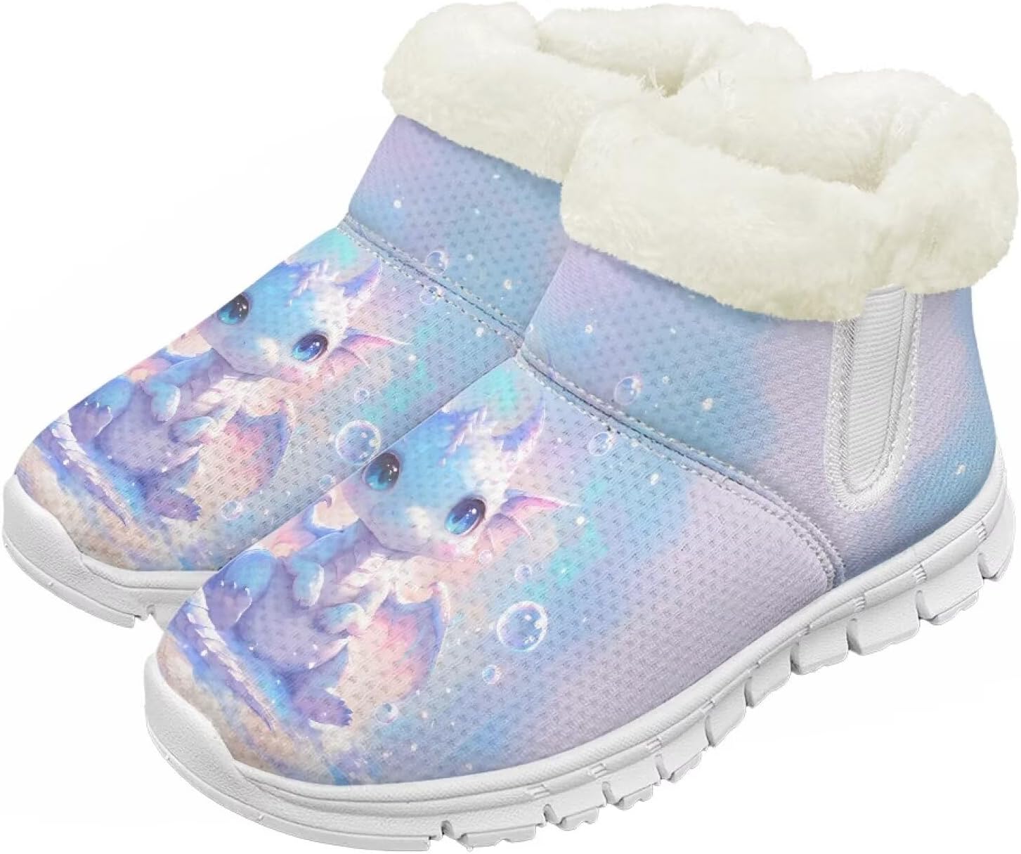 

Детские зимние сапоги для девочек, водонепроницаемые, противоскользящие, для холодной погоды, с искусственным мехом, походные ботинки Goronwyfloyd, Fire Blue Dragon