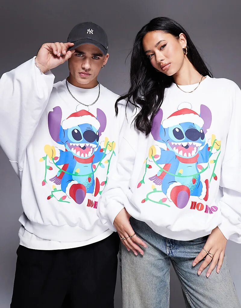 

Свитшот Disney Christmas Extreme oversize с принтом Stitch спереди белого цвета ASOS DESIGN