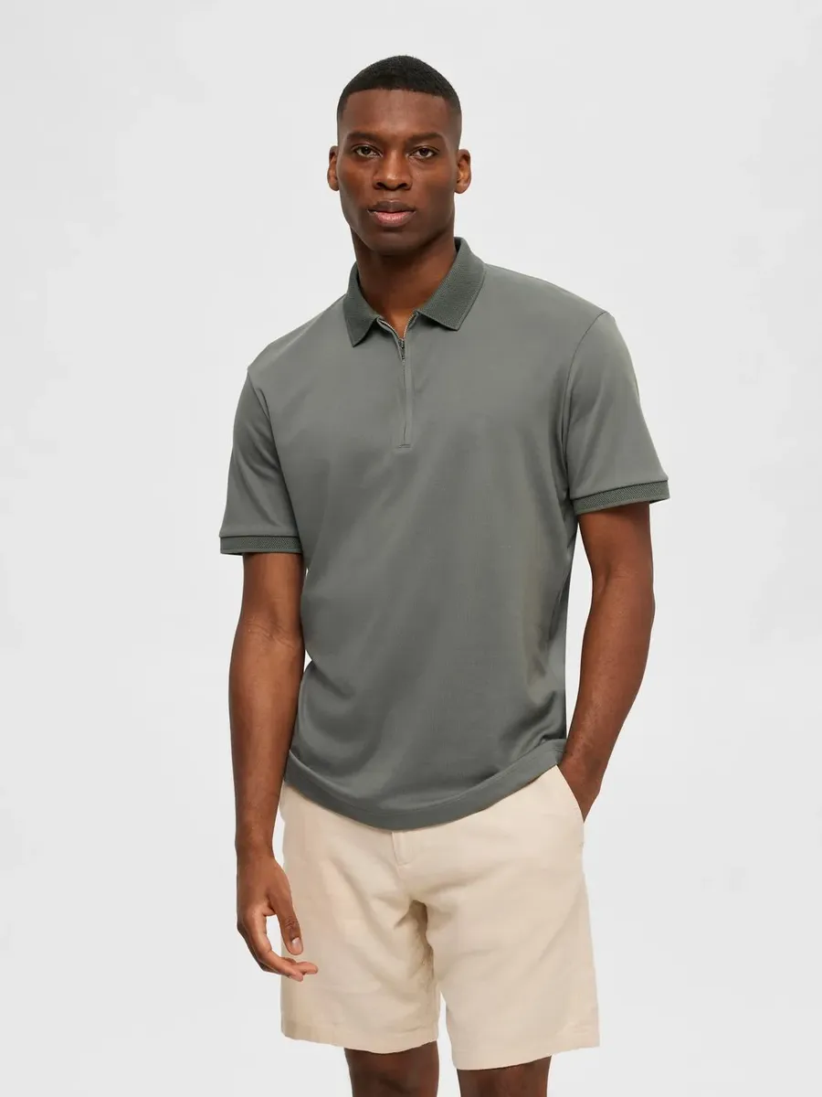 

Рубашка-поло SELECTED HOMME "SLHFAVE ZIP SS POLO NOOS", зеленый
