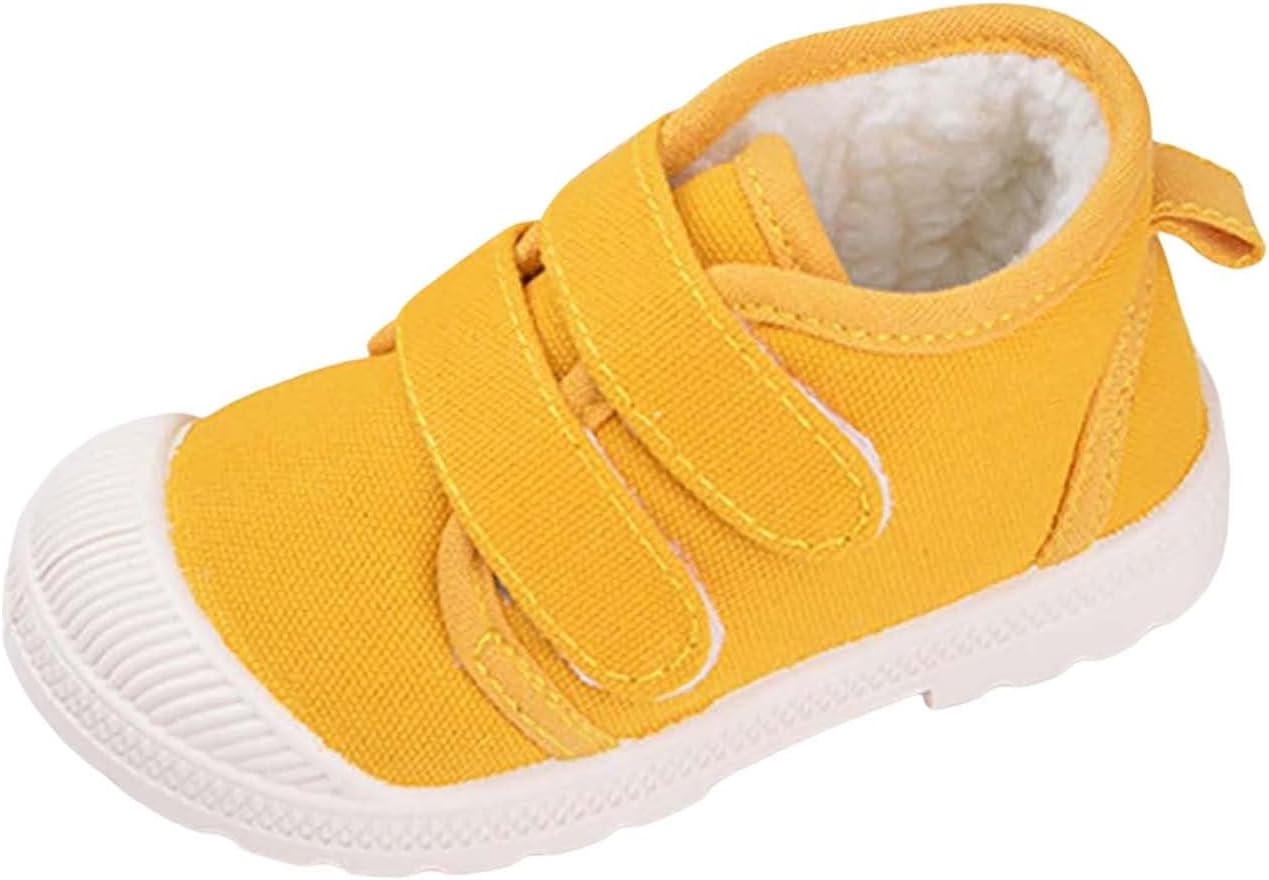 

Детские зимние ботинки-тапочки для мальчиков и девочек, утепленные флисом ботинки до щиколотки, противоскользящие с мягкой подошвой, теплые кроссовки для прогулок Generic, Yellow