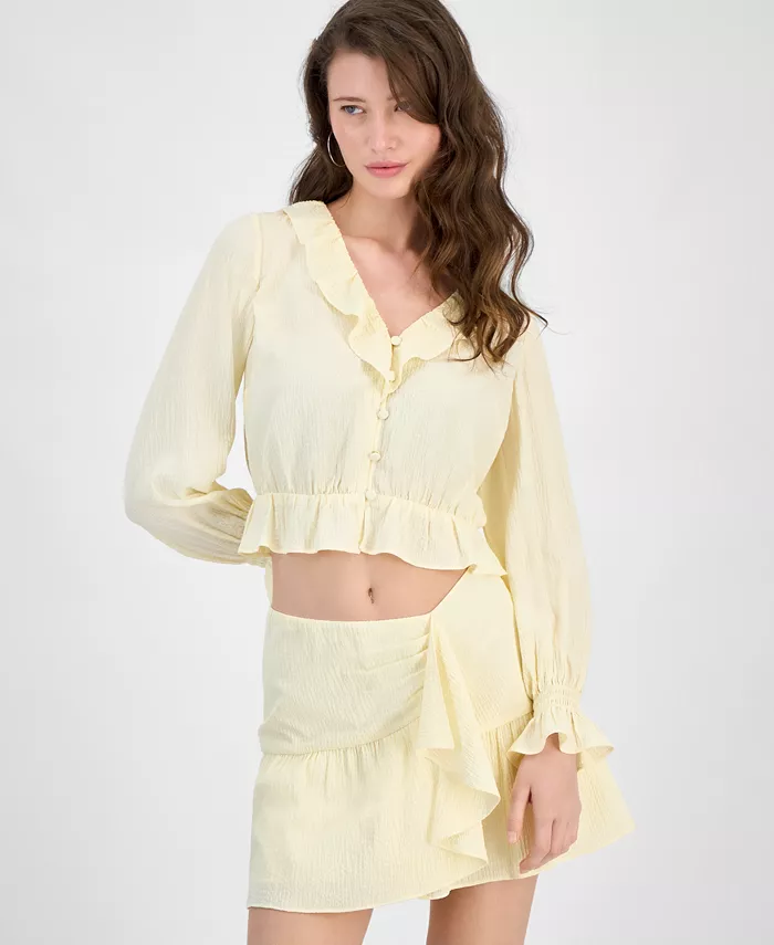 

Женский топ Shaelo с длинными рукавами и застежкой на пуговицы спереди GUESS, желтый