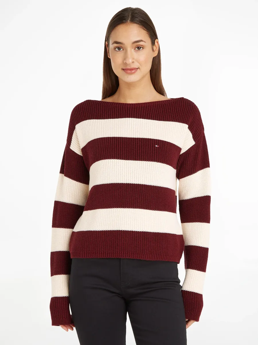 

Вязаный свитер Tommy Hilfiger в рубчик, цвет Drot/Beige G