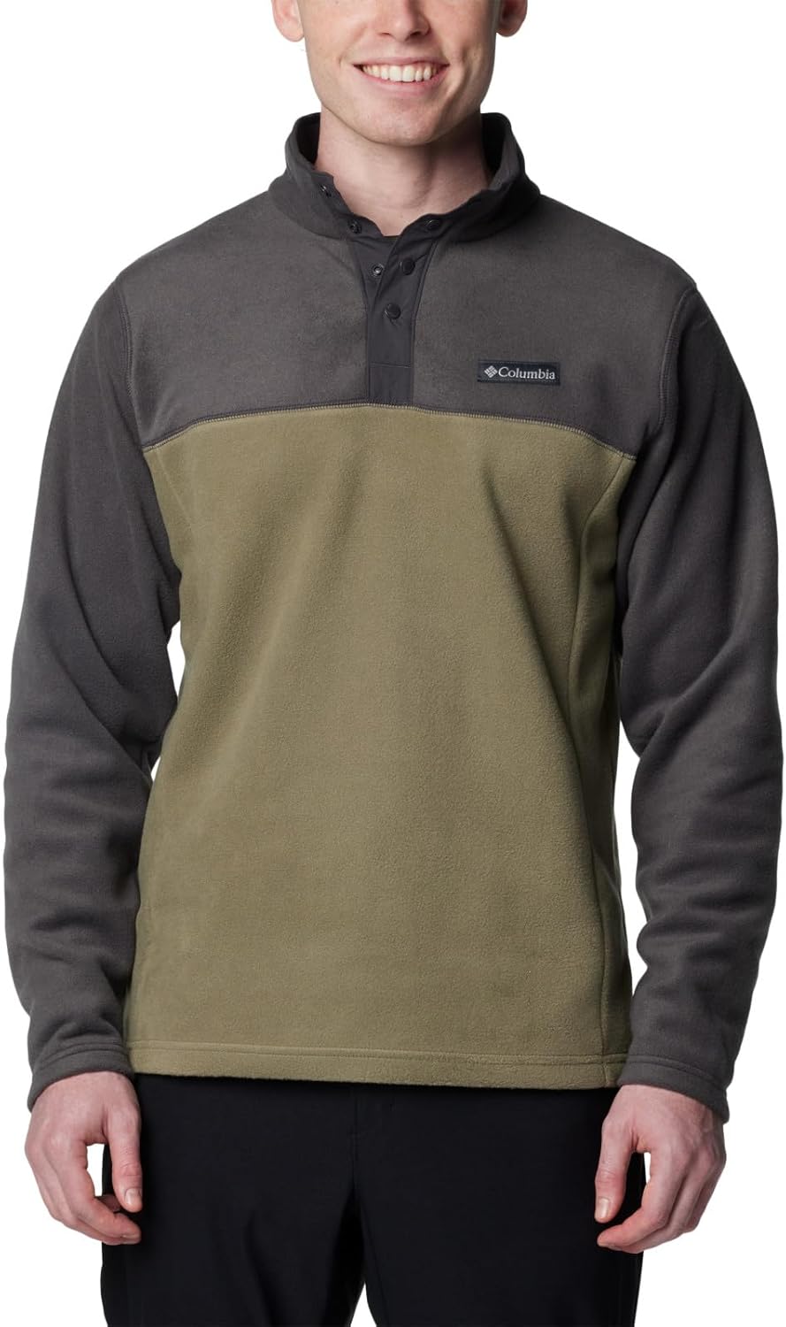 

Columbia Men's Steens Mountain Half Snap II, Stone Green/Shark, 1X Big
