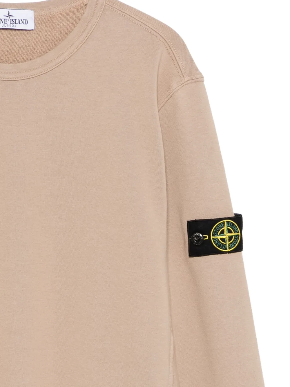 Свитшот с нашивкой-логотипом Stone Island Junior, бежевый — фото 3