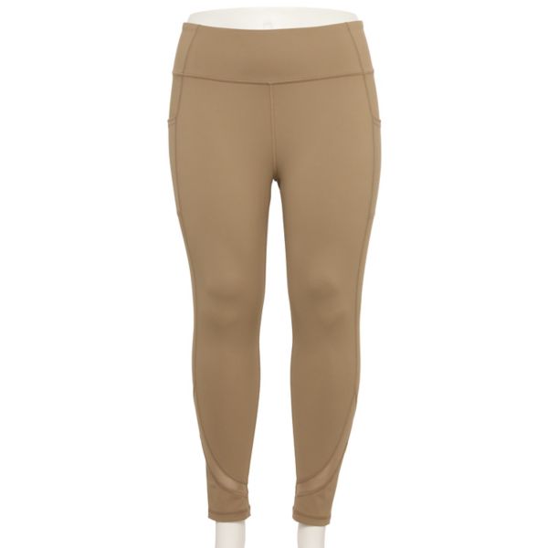 

Леггинсы 7/8 размера plus size из ультраэластичной сетки Tek Gear, цвет kalari khaki