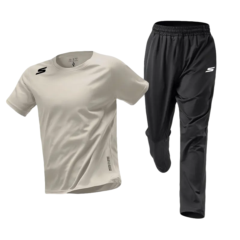 

Комплект топ и брюк Quick Dry для мужчин с круглым вырезом Moderate Skechers, светло-коричневый+carbon черный