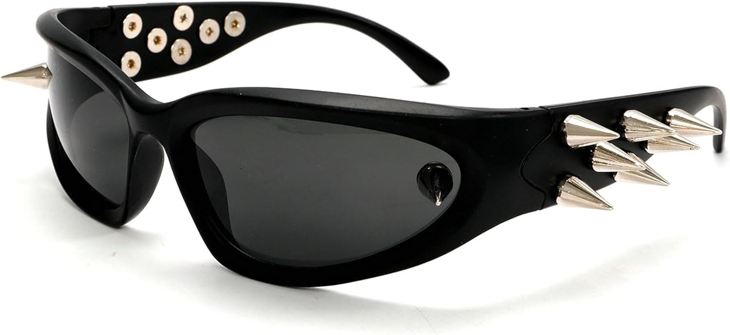 

Популярные модные женские солнцезащитные очки с заклепками в стиле Y2K, дизайнерские овальные очки с защитой от УФ-излучения UV400, модные мужские солнцезащитные очки для вечеринок mincl, Black