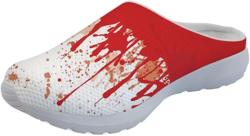 

GLENLCWE Blue Dolphin Butterfly Мужские садовые сабо, женские слоги с мягкой сеткой Mules Сандалии для ходьбы Легкая обувь для медсестры, красный