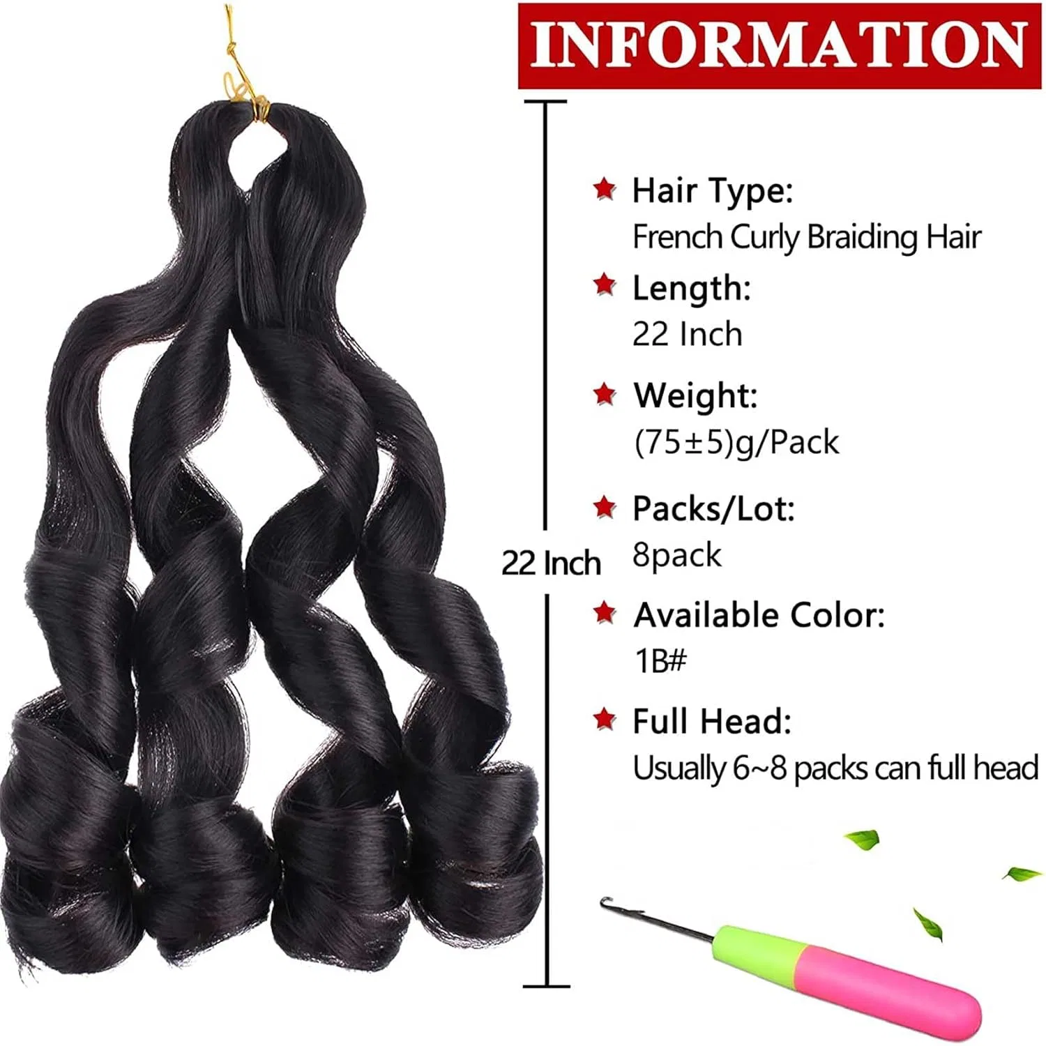 Наращивание волос Xtrend French Curly Bouncy Loose Wavy Braiding Hair Yaki Texture Xtrend, Black — фото 2