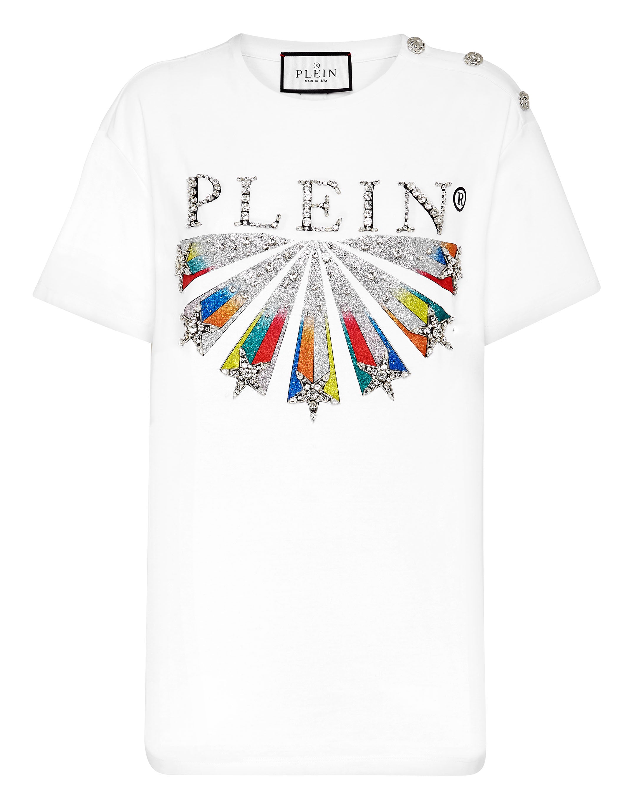 

Футболка с круглым вырезом мужская, Plein Star со стразами PHILIPP PLEIN, белый