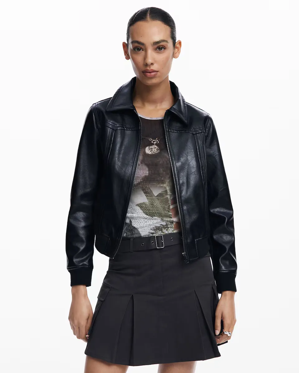 

Женская косуха с эффектом кожи Desigual, черный