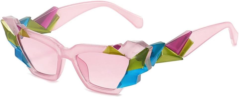 

Женские панк-солнцезащитные очки «кошачий глаз», уникальные красочные солнцезащитные очки для женщин, модные очки с защитой от УФ-излучения UV400 в стиле стимпанк TYUVIVO, Pinkflower-pink