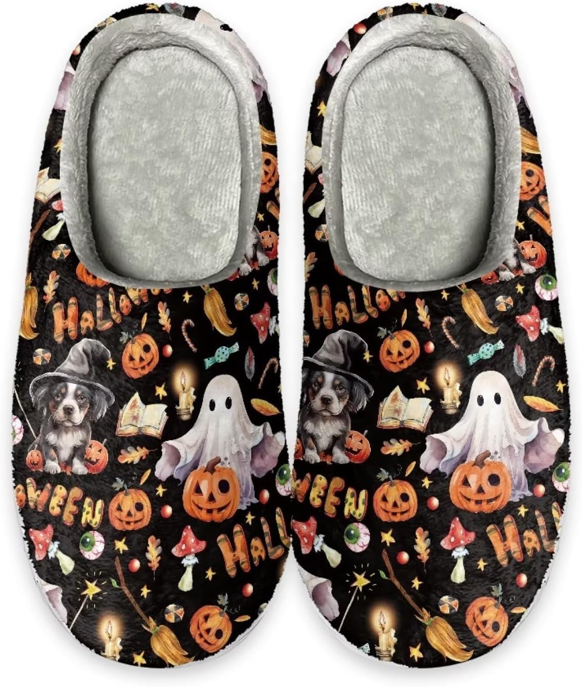 

Тапочки Xpyiqun Halloween для дома, и домашние, зимние пушистые тапочки для спальни для мужчин и женщин, Halloween 8