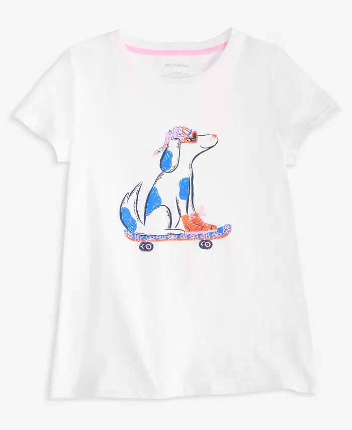 

Футболка с принтом собаки для девочек Little & Big Girls Epic Threads, белый