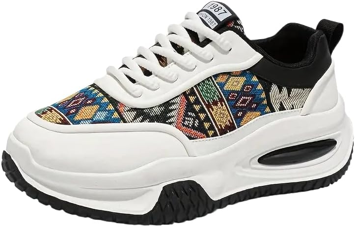 

Мужские повседневные спортивные кроссовки - многоцветный геометрический и полосатый дизайн, удобные низкие кроссовки на шнуровке, прочная подошва из ПВХ, дышащая тканевая подкладка для повседневной носки и активного отдыха на улице Clolinde, бел...