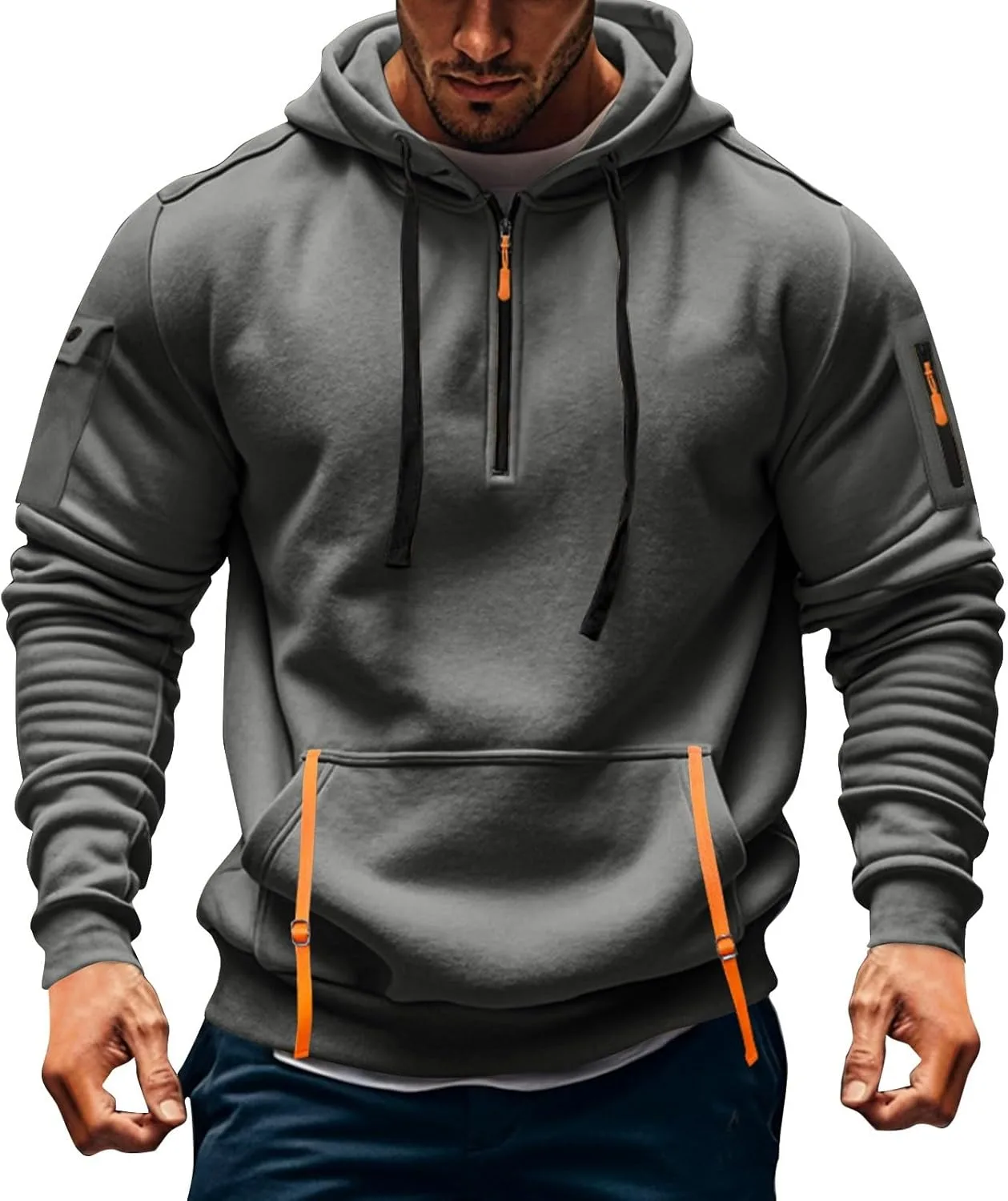 

Тактический худи для мужчин с четвертью молнии и карманами DNKZWUPUP