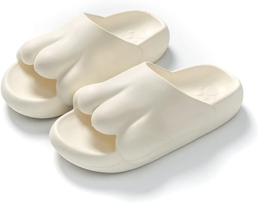 

Тапочки без застежки для женщин и мужчин, милые с лапками медведя, нескользящие, легкие, плоские сандалии, шлепанцы для душа, мягкие домашние тапочки для дома, сада, ванной комнаты или у бассейна Hsqma, белый