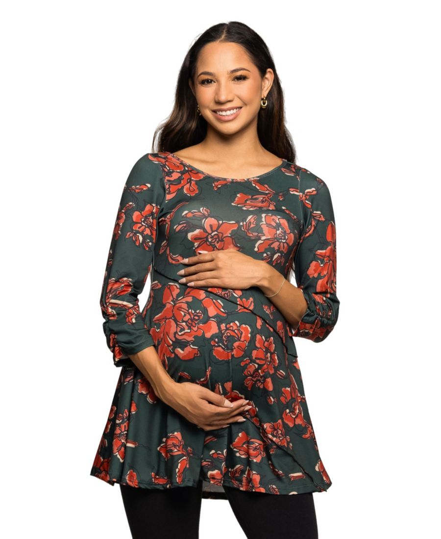 

Женская туника для беременных с рукавами три четверти 24seven Comfort Apparel, Green Multi