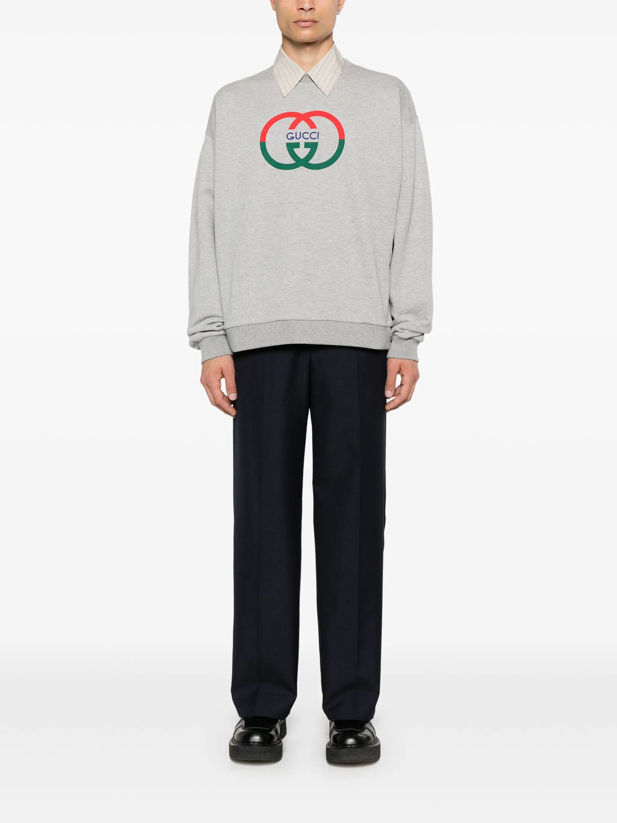 Толстовка с принтом Gucci, серый — фото 2