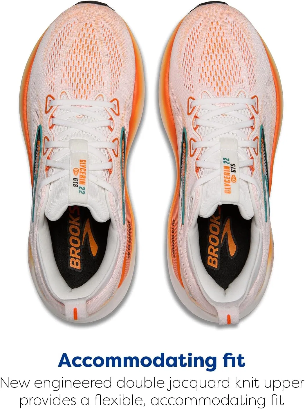 Мужские кроссовки Brooks Glycerin GTS 22, белый/синий/зеленый/оранжевый — фото 4