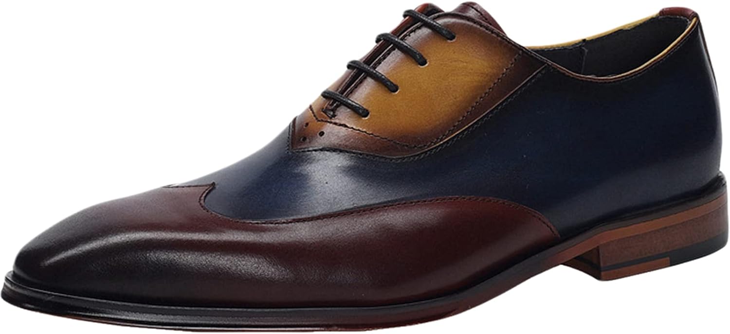 

Мужские кожаные туфли WKNBEU из коровьей кожи для свадьбы, с шнуровкой, классические оксфорды, деловые туфли с крыльями для выпускного и вечеринки, синие - US12/UK11/EU45