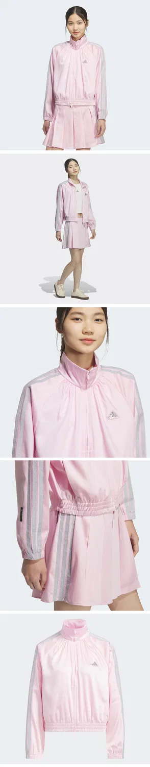 Женская тканая куртка Adidas Dance розовая с белым — фото 4