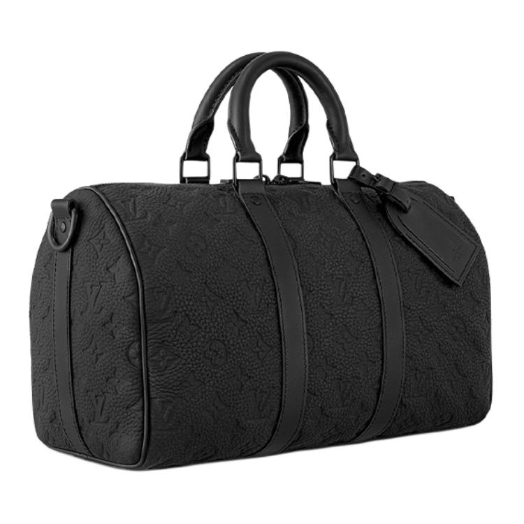 LOUIS VUITTON Кожаная сумка Keepall через плечо мужская черная — фото 2