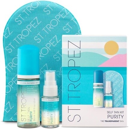 

St.Tropez Self Tan Purity Starter Kit Дорожный размер Автозагар Бронзирующий водный мусс 50 мл Спрей для лица 14 мл Аппликатор Рукавица Vegan Natural & Cruelty Free 21,33 мл — упаковка из 3 шт.