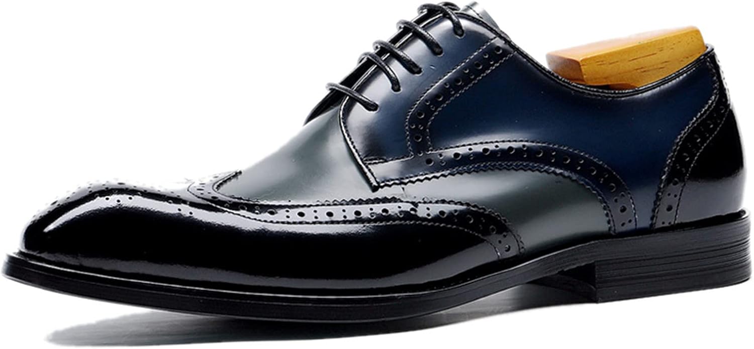 

Мужские черные кожаные туфли Oxfords WKNBEU, классические деловые туфли с крыльями, формальные кожаные туфли на шнуровке для свадьбы, выпускного и вечеринки, красные - US8.5-9/UK7.5-8/EU41