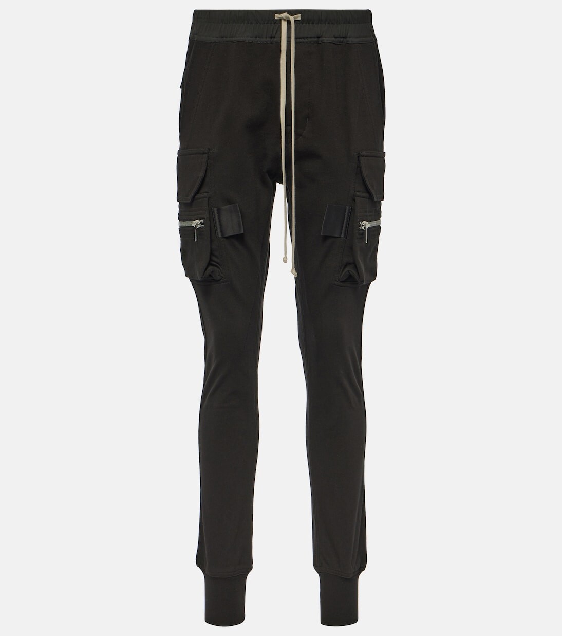 

Узкие брюки-карго из хлопка с высокой посадкой Rick Owens, черный