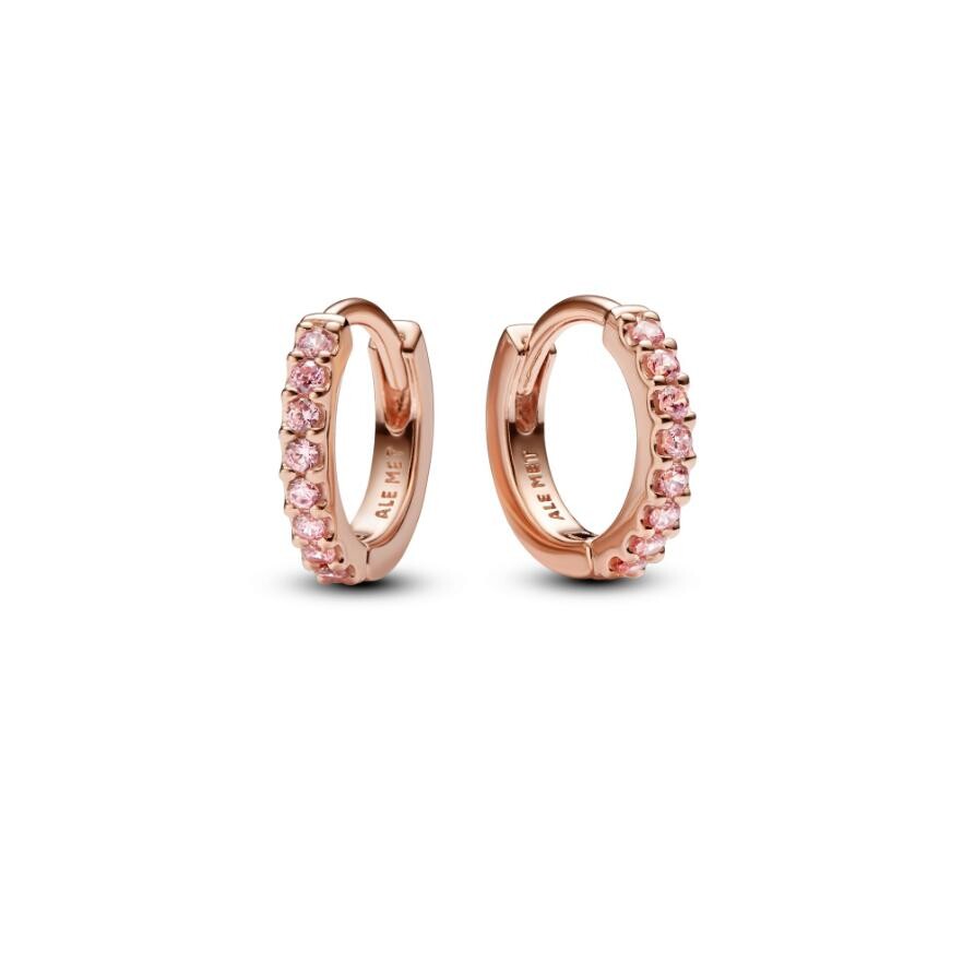 

Серьги Sparkling Pink Huggie Hoop Pandora, покрытие - розовое золото