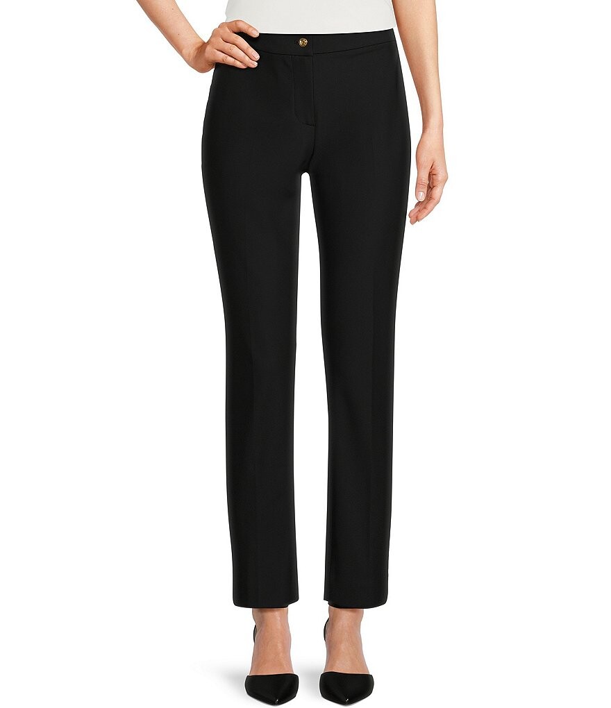 

Donna Karan Прямые тканые брюки до щиколотки, черный
