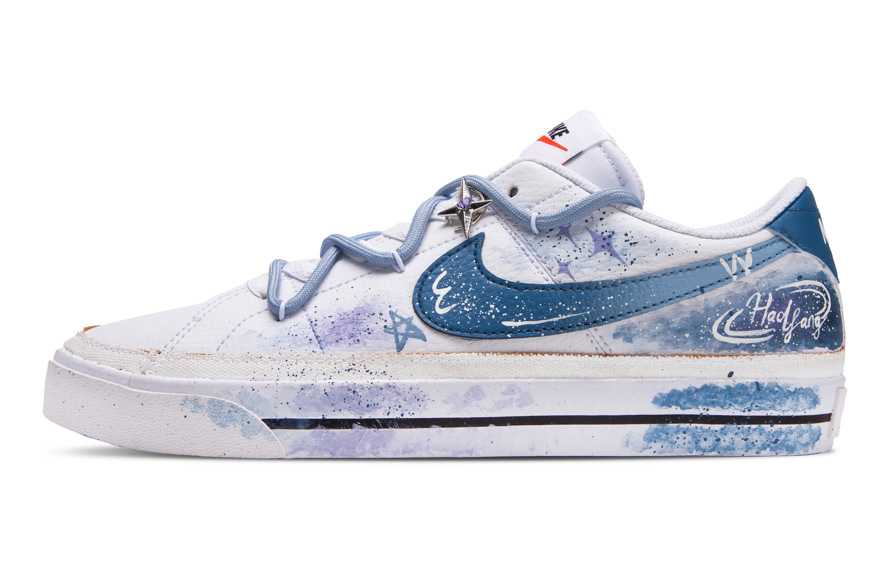 

Nike Кроссовки Court Legacy Radiant Like Starry с низким верхом для скейтборда, противоскользящие, мужские, белые, синие